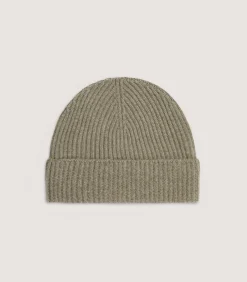 Hats & Caps|Hats & Caps|Purdey Unisex Ribbed Cashmere Beanie in Sage