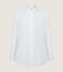 Shirts & Polos|Purdey Women's Button Down Signature Cotton Twill Shirt In White