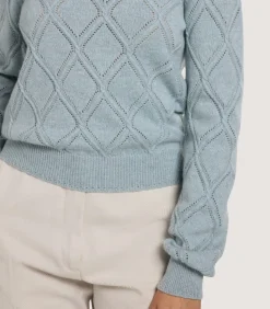 Knitwear|Purdey Women's Cashmere Cable Sweater In Pine Green