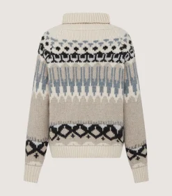 Knitwear|Purdey Women's Cashmere Fairisle Falcon Crew Neck Sweater In Kestral
