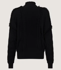Knitwear|Purdey Women's Cashmere Sweater Blouse With Lace Trim In Black