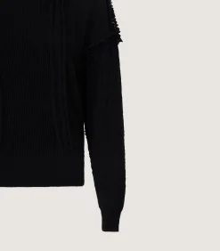 Knitwear|Purdey Women's Cashmere Sweater Blouse With Lace Trim In Black