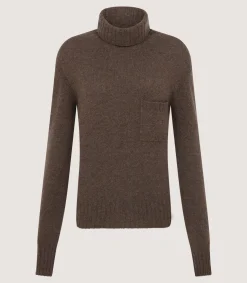 Knitwear|Purdey Women's Cashmere Turtleneck Sweater With Chest Pocket