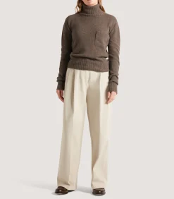 Knitwear|Purdey Women's Cashmere Turtleneck Sweater With Chest Pocket