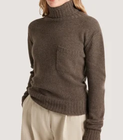 Knitwear|Purdey Women's Cashmere Turtleneck Sweater With Chest Pocket