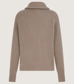 Knitwear|Purdey Women's Clifford Ribbed Cardigan in Taupe