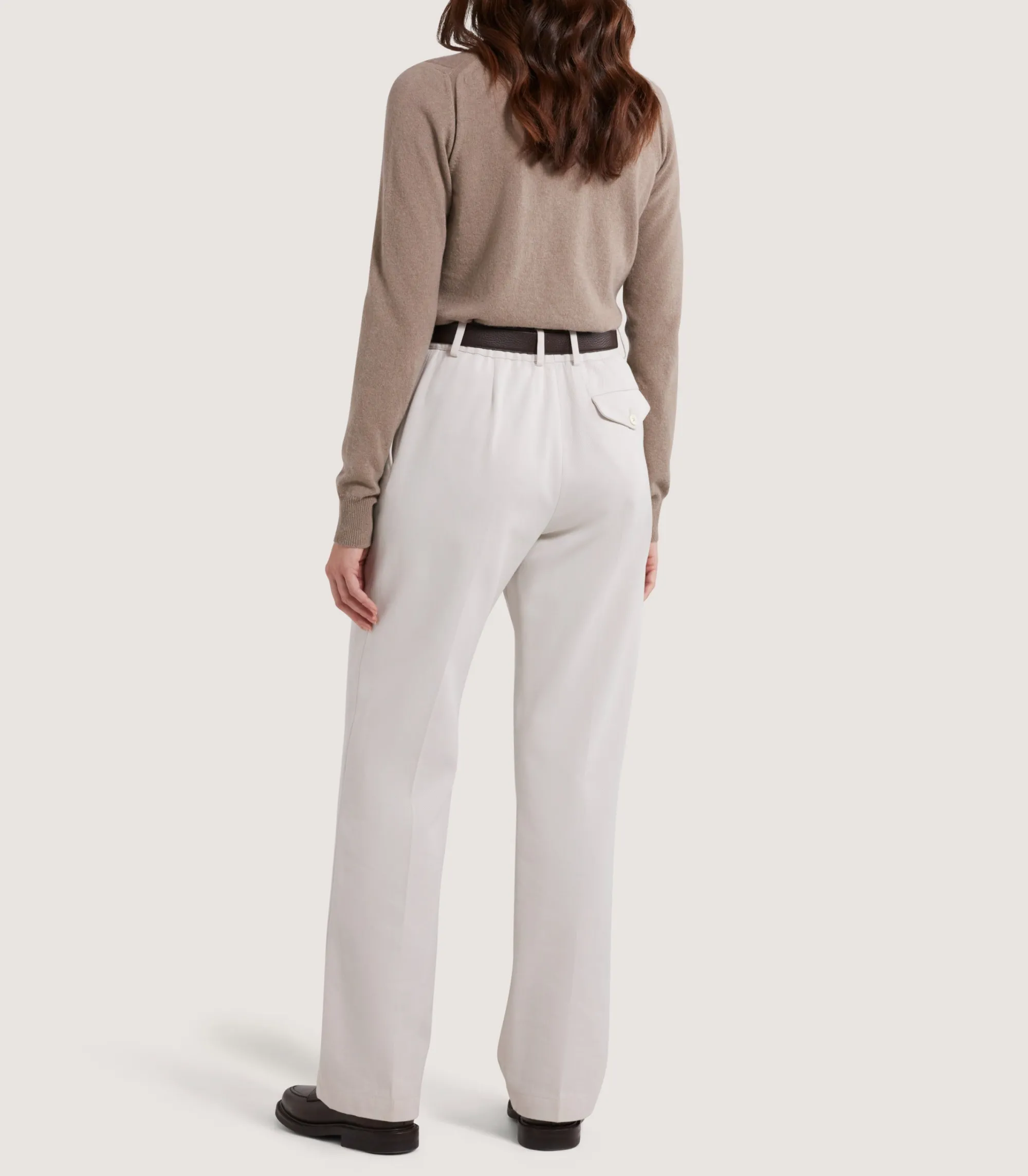 Knitwear|Purdey Women's Cork Crew Neck Jumper in Taupe