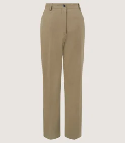 Trousers & Breeks|Purdey Women's Cotton Flat Front Trouser in Dark Olive