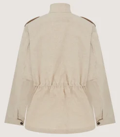 Fleece & Jackets|Purdey Women's Cotton Linen Field Jacket in Pale Stone