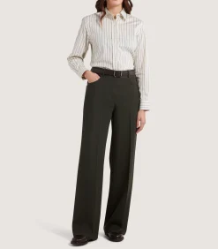 Shirts & Polos|Purdey Women's Cotton Silk Stripe Shirt in Pale Stone