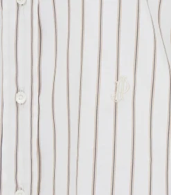 Shirts & Polos|Purdey Women's Cotton Silk Stripe Shirt in Pale Stone