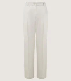 Trousers & Breeks|Purdey Women's Cotton Wool Flat Front Trouser in Pale Stone
