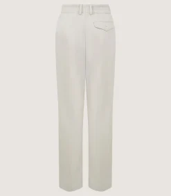 Trousers & Breeks|Purdey Women's Cotton Wool Flat Front Trouser in Pale Stone
