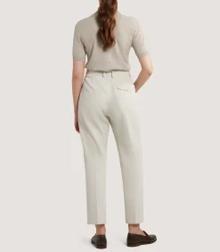 Trousers & Breeks|Purdey Women's Cotton Wool Flat Front Trouser in Pale Stone
