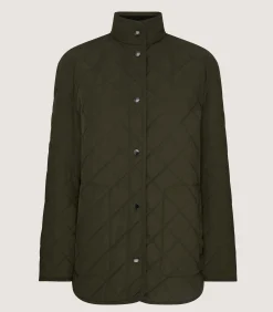 Outerwear|Purdey Women's Dark Olive Quilted Jacket