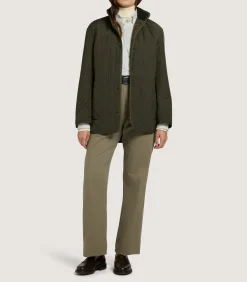 Outerwear|Purdey Women's Dark Olive Quilted Jacket