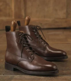 Footwear|Purdey Women's Grain Leather Ankle Boot In Dark Brown