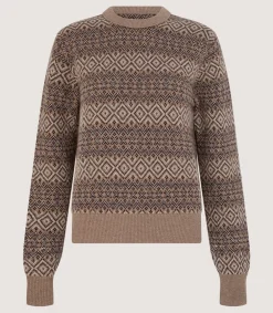 Knitwear|Purdey Women's Kirkstone Cashmere Fairisle Jumper in Antler