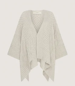 Knitwear|Capes & Ponchos|Purdey Women's Lammermuir Knitted Aran Cape in Ivory
