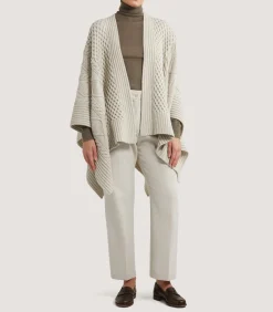 Knitwear|Capes & Ponchos|Purdey Women's Lammermuir Knitted Aran Cape in Ivory