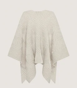 Knitwear|Capes & Ponchos|Purdey Women's Lammermuir Knitted Aran Cape in Ivory