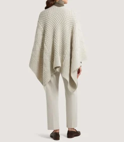 Knitwear|Capes & Ponchos|Purdey Women's Lammermuir Knitted Aran Cape in Ivory