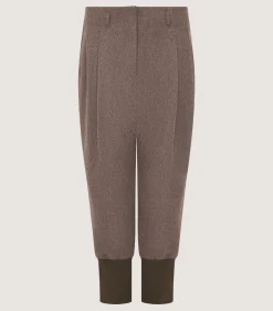 Trousers & Breeks|Purdey Women's Loden Two Pleat Breek with Storm Cuff in Taupe
