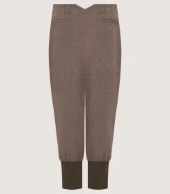 Trousers & Breeks|Purdey Women's Loden Two Pleat Breek with Storm Cuff in Taupe
