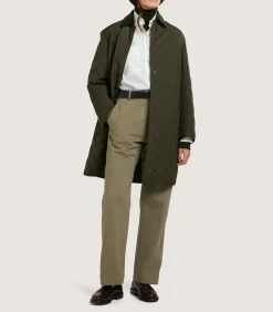 Outerwear|Purdey Women's Long Quilted Jacket in Dark Olive