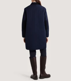 Outerwear|Purdey Women's Long Quilted Jacket in Navy