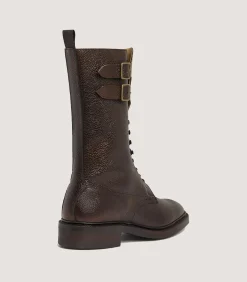 Footwear|Footwear|Purdey Women's Ridgeway Grain Leather Twin Strap Boot In Dark Brown