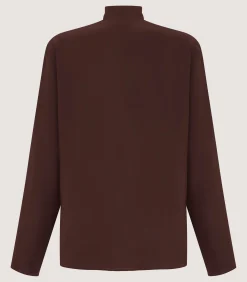 Shirts & Polos|Purdey Women's Silk Scarf Neck Blouse in Umber