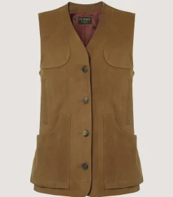 Sporting Vests & Gilets|Purdey Women's Suede Sporting Vest In Tan