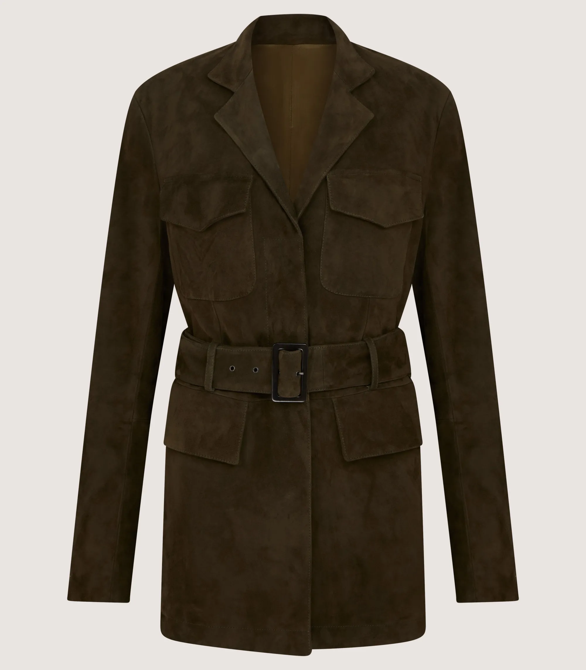 Fleece & Jackets|Purdey Women's Suede Wilton Jacket in Dark Olive