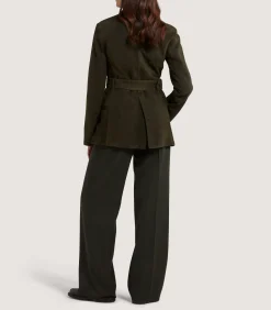 Fleece & Jackets|Purdey Women's Suede Wilton Jacket in Dark Olive