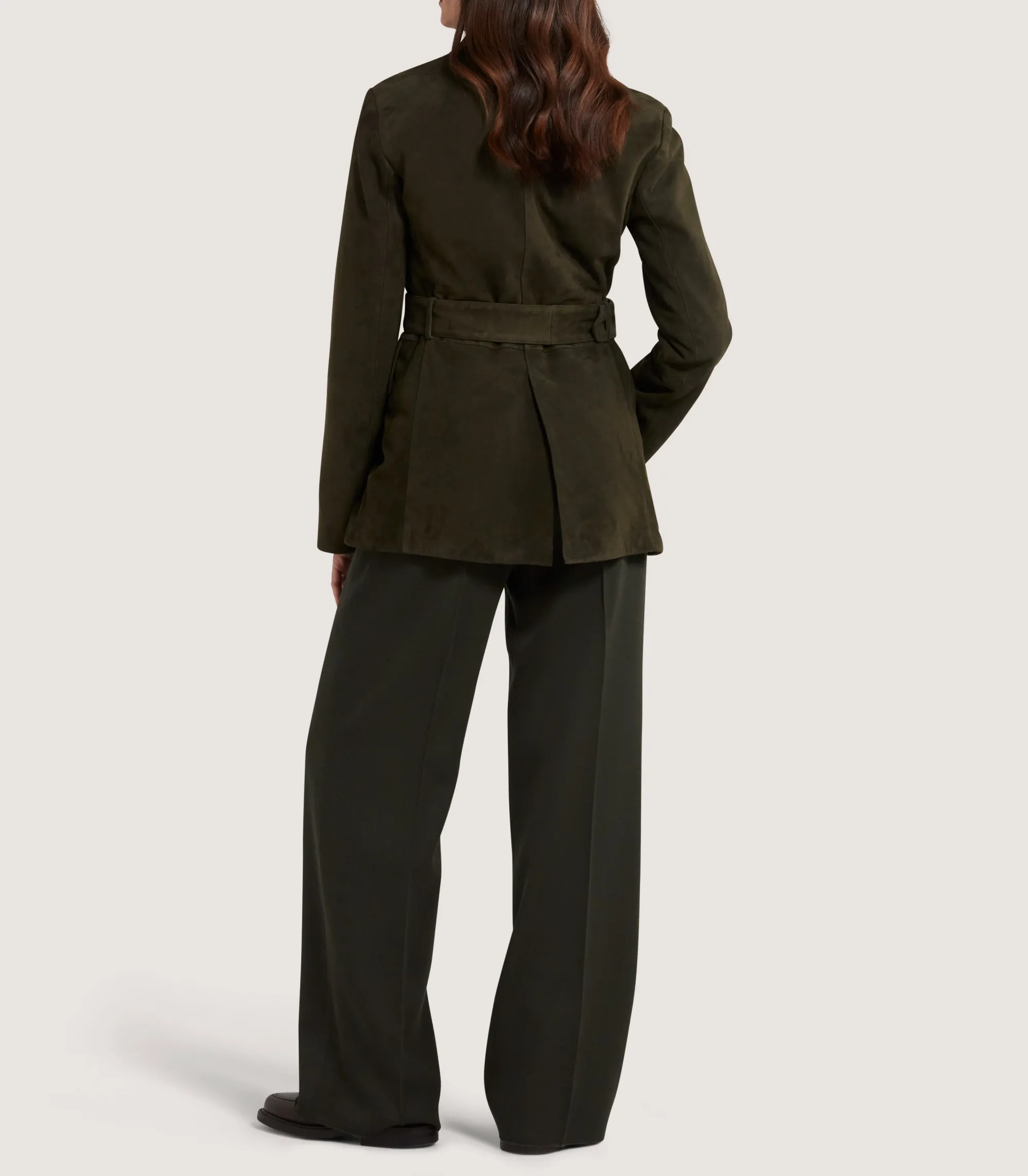 Fleece & Jackets|Purdey Women's Suede Wilton Jacket in Dark Olive