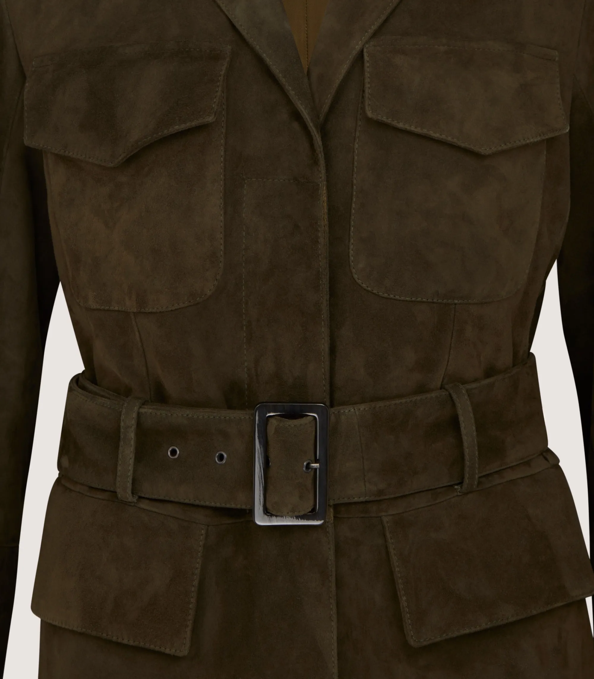 Fleece & Jackets|Purdey Women's Suede Wilton Jacket in Dark Olive