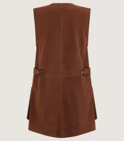 Sporting Vests & Gilets|Purdey Women's Suede Zipped Sporting Vest in Tan