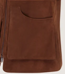 Sporting Vests & Gilets|Purdey Women's Suede Zipped Sporting Vest in Tan