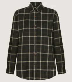 Shirts & Polos|Purdey Women's Tartan Button Down Shirt in Dark Olive