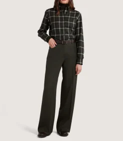 Shirts & Polos|Purdey Women's Tartan Button Down Shirt in Dark Olive