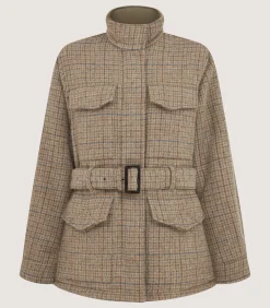 Fleece & Jackets|Purdey Women's Tweed Belted Jacket in Maree